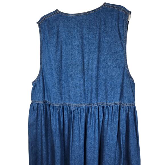 Vintage Denim Dress Womens 20 Noahs Ark Embroidered Jumper Talk America Modest - Picture 6 of 7